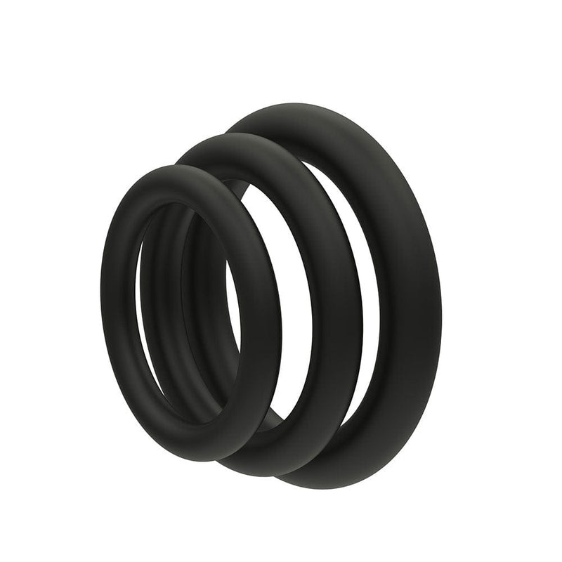 LeLuv Flat Band-Style Cock Ring 38mm, 43mm, 48mm Black Three Sizes 1.5  inch, 1.7 inch