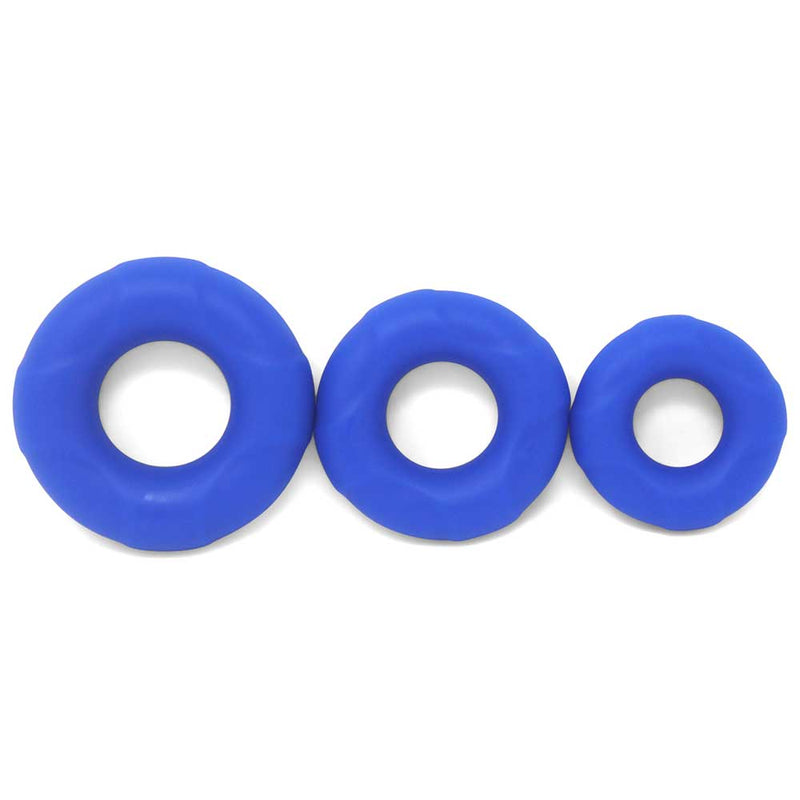 Lynk Pleasure Products Silicone Cock Ring Erection Enhancing 3 Pack Blue,  Medical Grade Silicone Penis Enhancer Set for Men, Last Longer & Get Harder